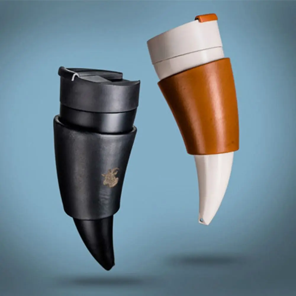 

New 230ml Liner Vacuum Goat Horn Coffee Mug Insulation Cups Sheep Horn Coffee Cup