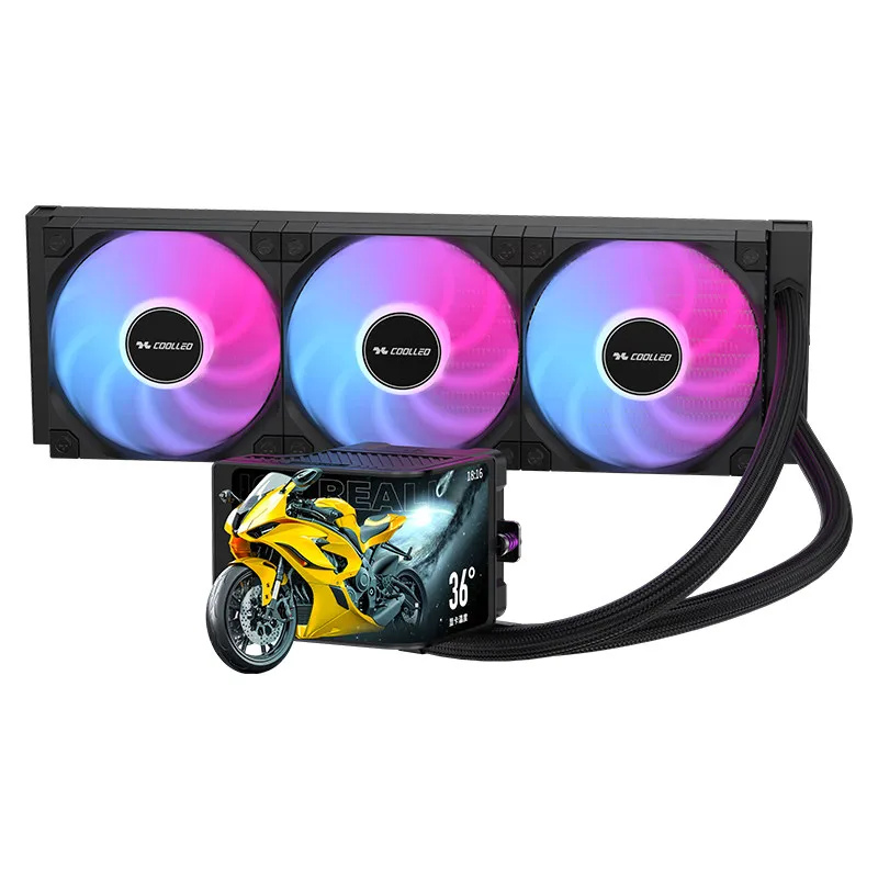 COOLLEO BingJie display 360 black Water-Cooling Radiator ARGB Ball Bearing Copper Aluminum Heatsink for Computer Case Cooling