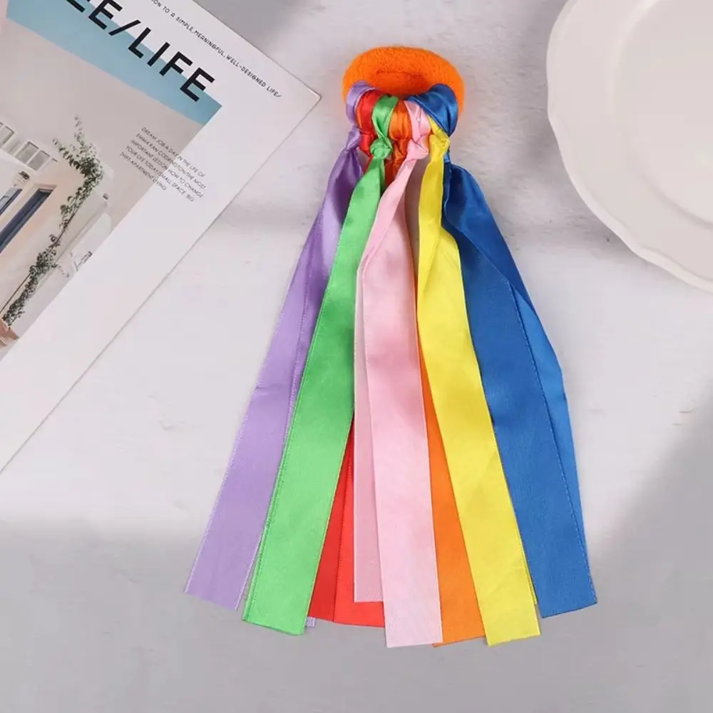 Elastic Rope Children's Wrist Ribbon Team Sports Design Big Match Pom Cheerleader Hand Flowers Dance Props Multicolored