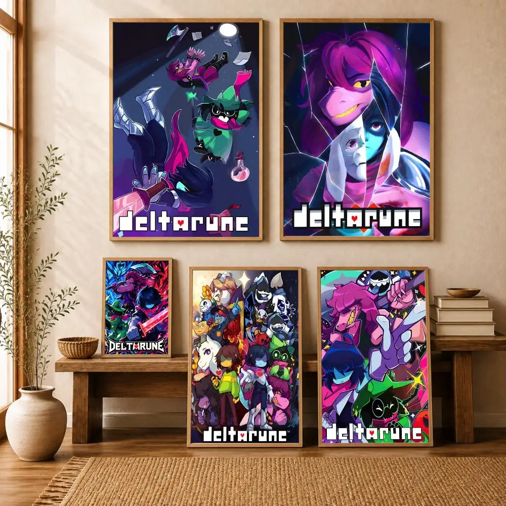 D-Deltarune Game Poster Modern Art Wall Stickers HD Painting Self Adhesive Wall Decals for Bedroom Living Room Home Decor