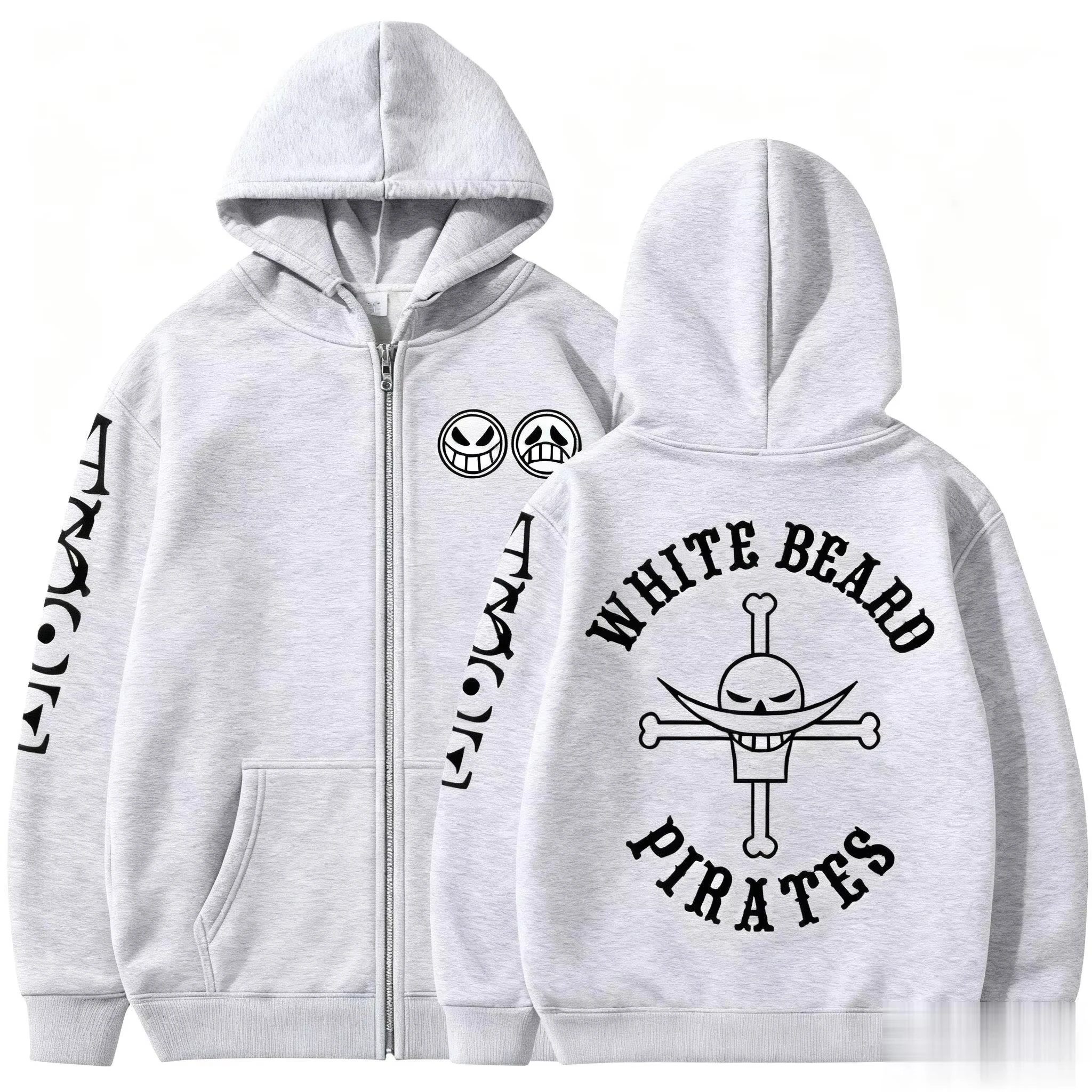 Unisex One Piece Skull Graphic Print Zip Up Hoodie Anime Casual Streetwear Sweatshirt Jacket Men Women Spring and Autumn Fashion view 3
