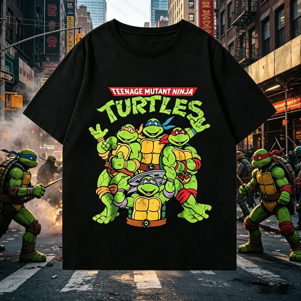 

Unisex Teenage Mutant Ninja Turtles Print T-Shirt Casual Short Sleeve Crew Neck Tee Streetwear Tops Kids Tshirt Men t-shirts