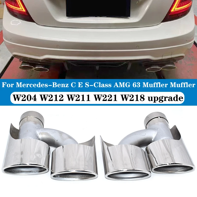 

For Mercedes-Benz C-Class, E-Class, S-Class Muffler, Exhaust Pipe Upgrade, C63 AMG R, Welded Oval Exhaust Pipe Four Outlet Tips