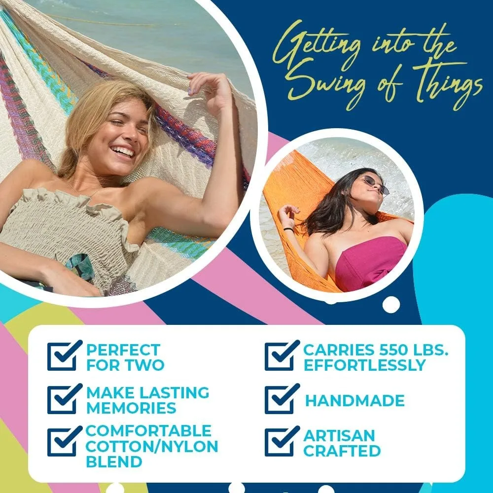 أرجوحة زوجية كبيرة مستوحاة من الكاريبي للاسترخاء في الهواء الطلق والأنشطة الترفيهية #3