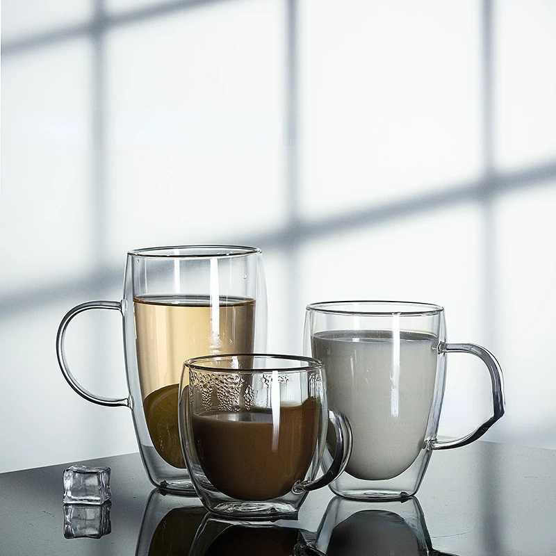 

Coffee cup double-layer heat-resistant glass creative flower tea cup insulated water cup cold drink milk juice cup mug