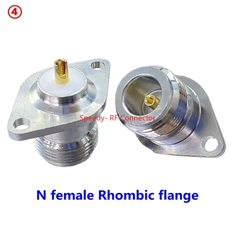 L16 N Type Female Jack 2Hole 4-holes Flange Rhombic Chassis Panel Mount Socket Connector N Female Fast Delivery Welding Terminal