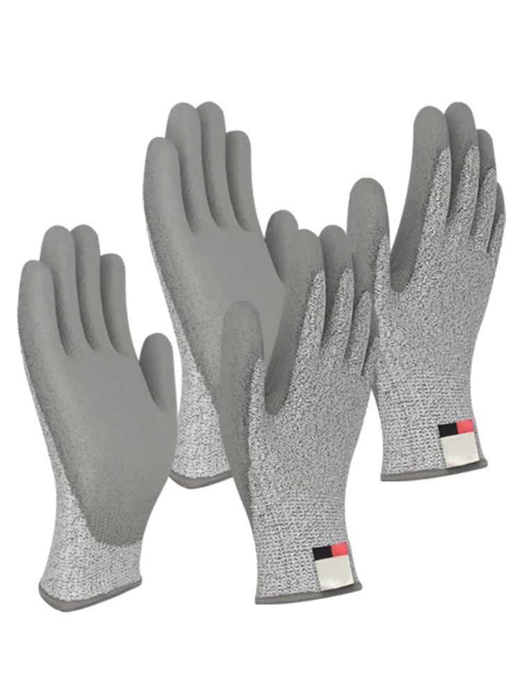 2 Pairs Superior Grip Grey Kitchen Wood Working Breathable Cut Resistant Work Gloves Outdoor Fishing Level 5 Protection Washable