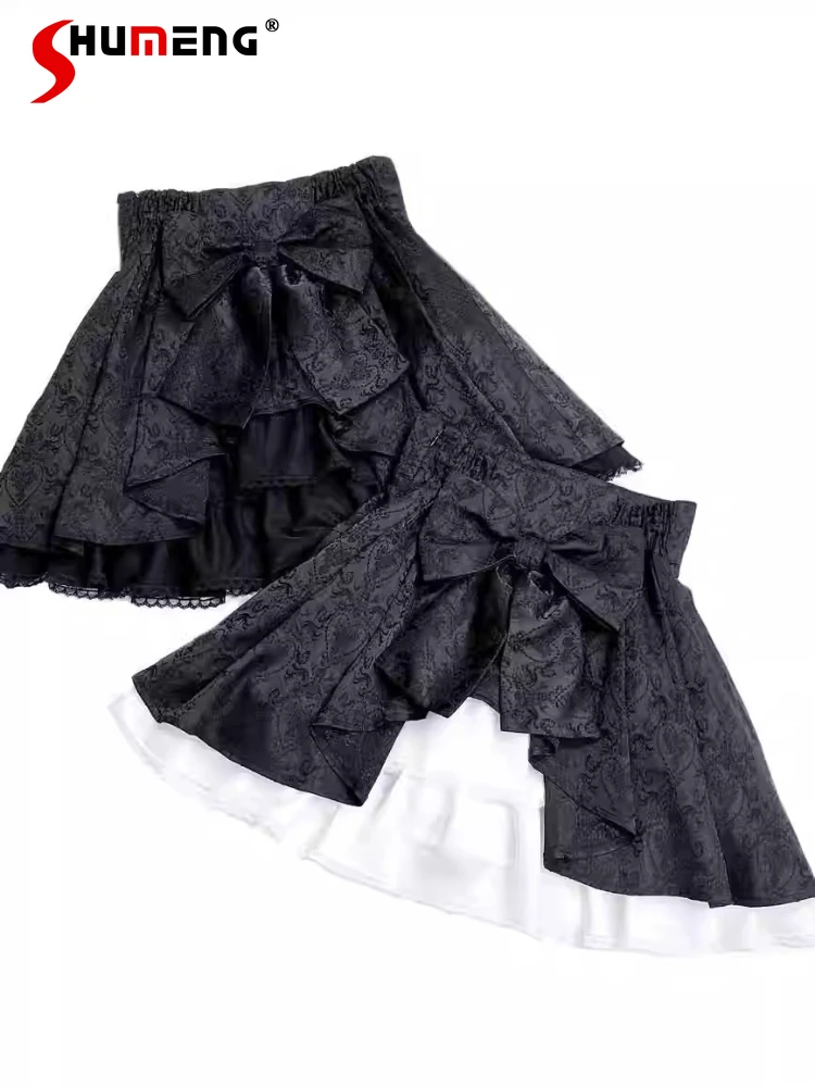 

Japanese Dark Gothic Heavy Industry Jacquard High Waist Bow Mesh Spliced Sweet Cute Versatile Lolita Skirt for Women 2026 Summer