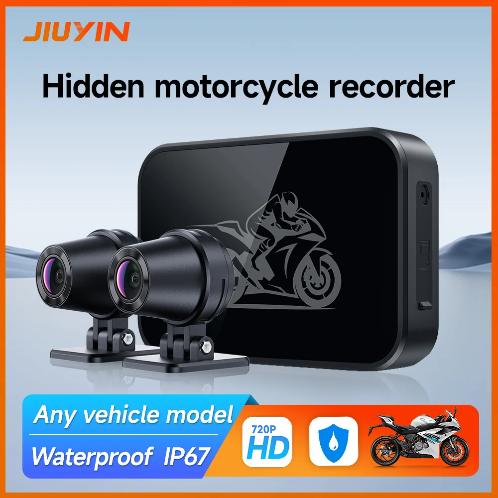 

JIUYIN Motorcycle DVR Dash cam Waterproof with Front Rear Camera Video Recorder WiFi Smart Connect for Motorcycles accident