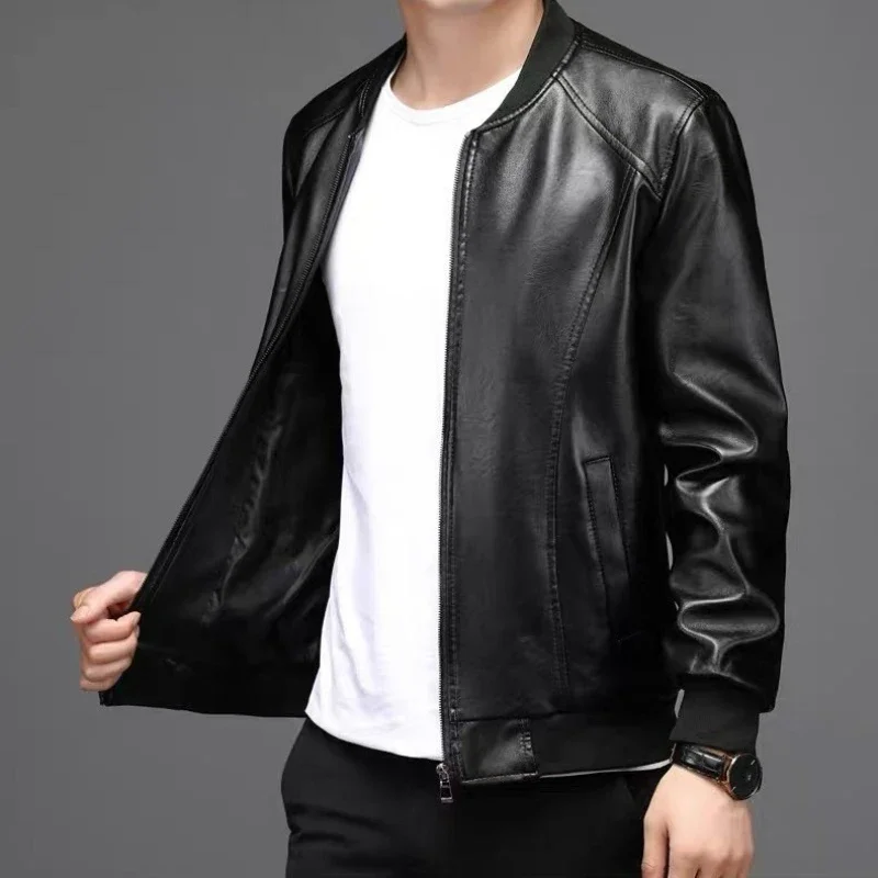 

Men's Winter Flight Jacket Slim Fit Fleece Lined Leather Coat Youthful Design