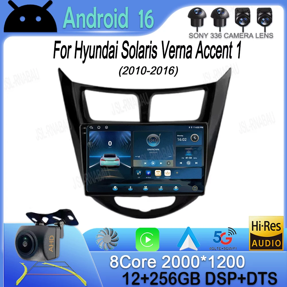 Android 16 For Hyundai Solaris Verna Accent 1 2010-2016 Car Radio Navigaion GPS Multimedia Video Player 2din DVD Head unit Audio