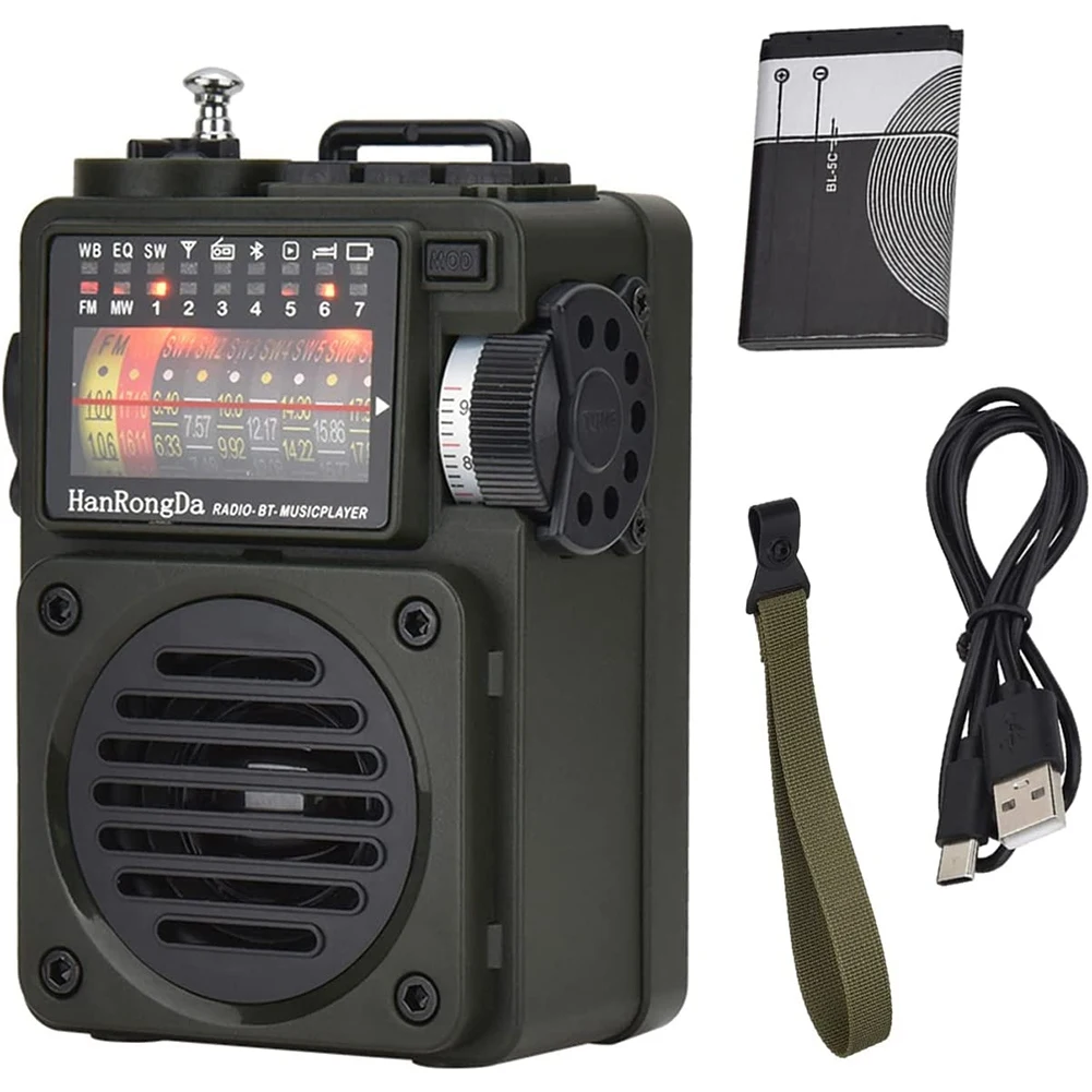 Radio Player HRD-700,FM/AM/SW/WB Full Band Broadcast Reception, Airband Radio Support Bluetooth, TF Card Playback B