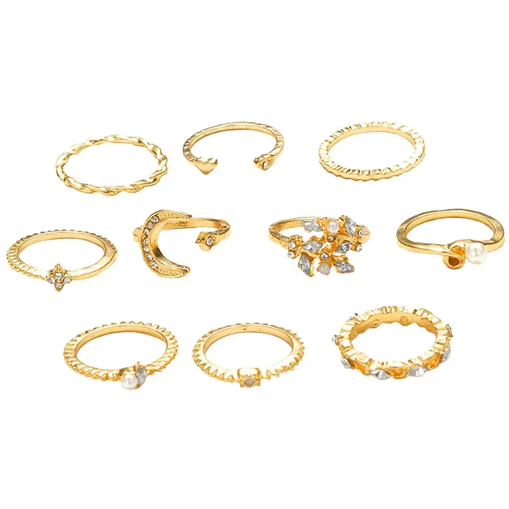 10x Rings Heart /Flower Theme Accessory for Work Holiday Travel Christmas Day Alloy