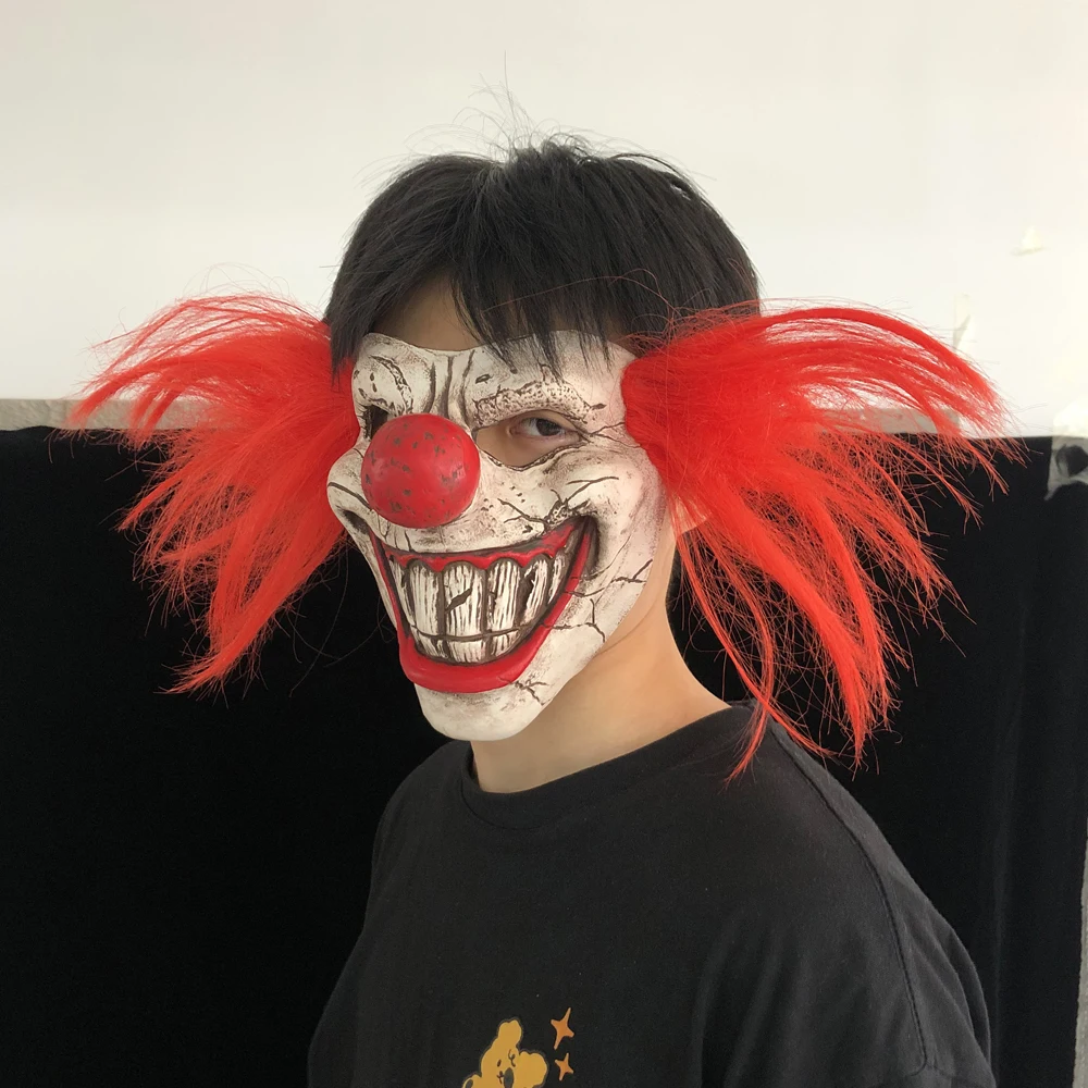 Horror Twisted Metal Sweet Tooth Joker Mask Cosplay Bloody Clown Latex Masks Halloween Carnival Purim Party Costume Props Gifts