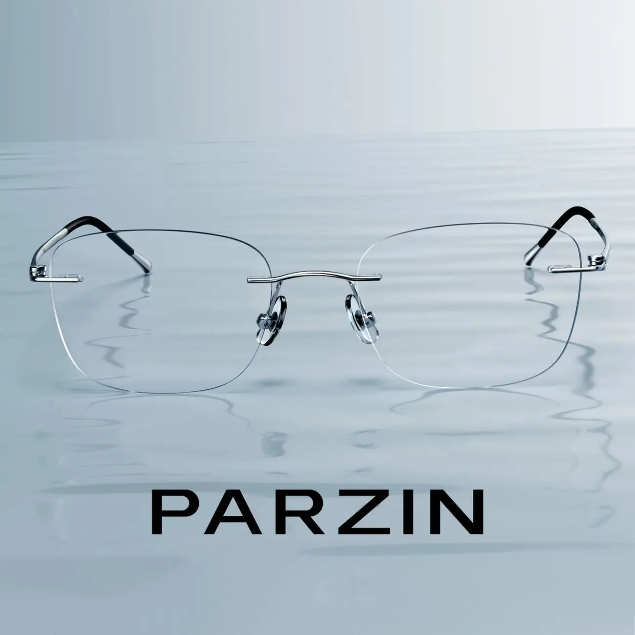 PARZIN Square Myopia Optical Glasses Frame for Men Women Rimless Titanium Eyeglasses Frame