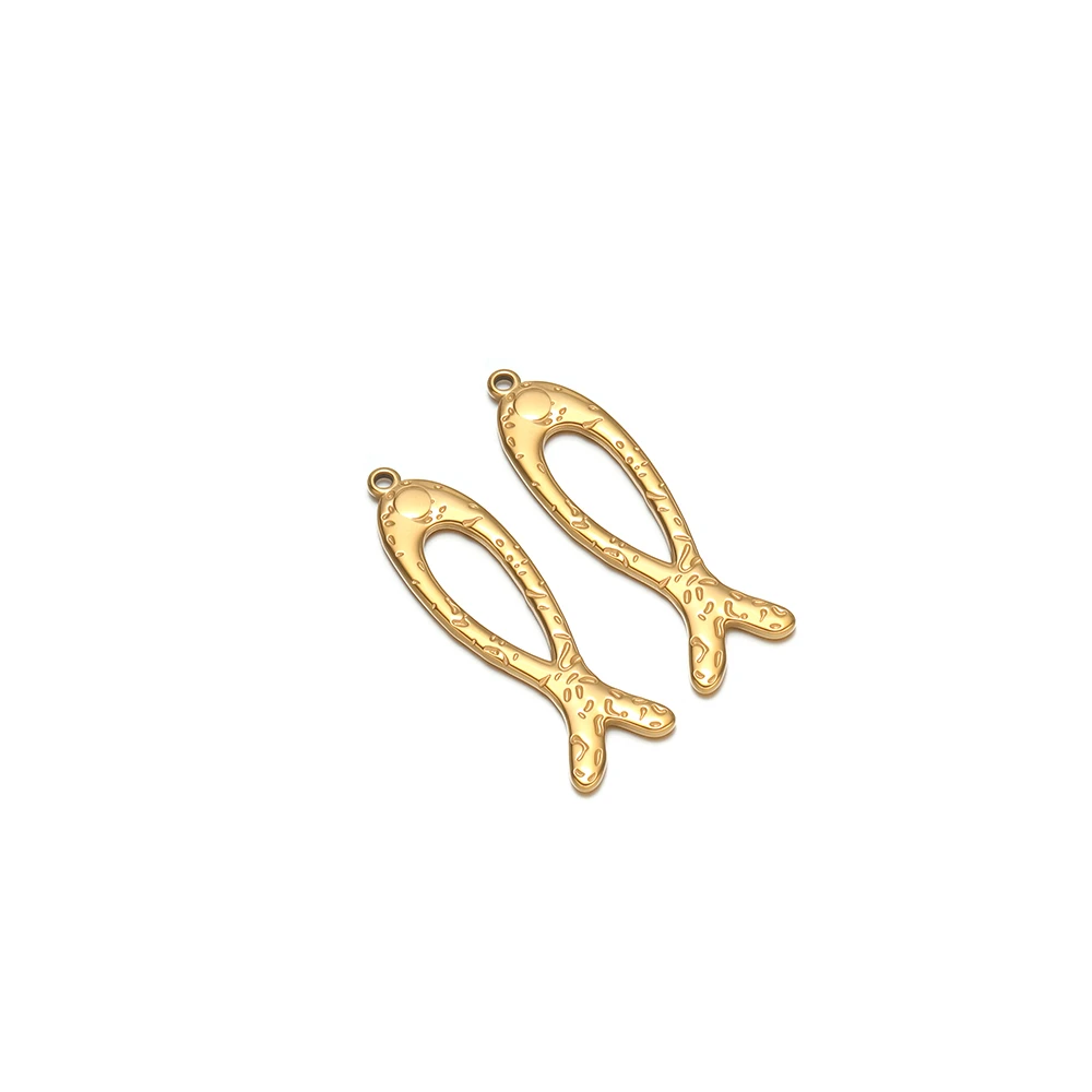 5Pcs Stainless Steel Fish Charms Hammered Texture Pendants for DIY Jewelry Making Necklaces Findings Bracelets Making Supplies