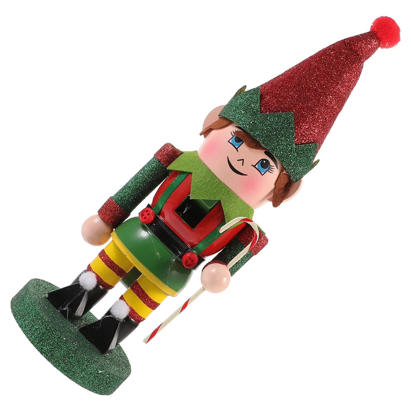 

Nutcracker Ornament Christmas Elf Small Wood Figurine Decor Tabletop Home Hotel Xmas Gift Desktop Puppet Model Toy