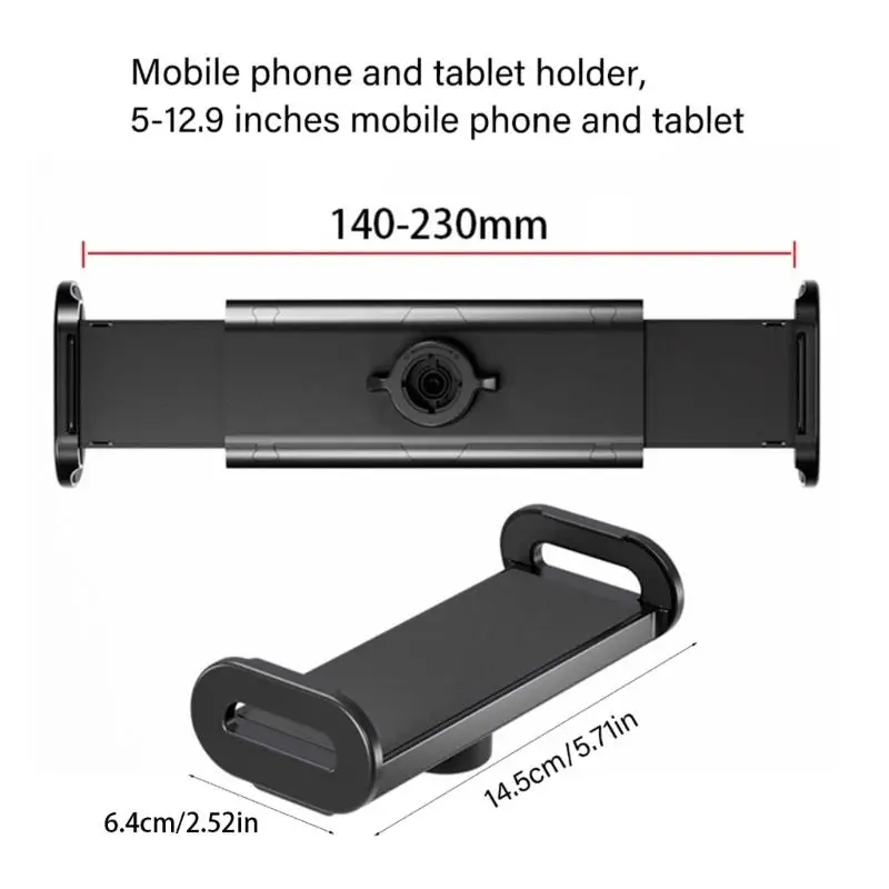 652F Clamp Mount For Tablets Phones 5 To 12.9inch Equipped With 17mm Ball Head High Strength Spring Mechanism Secure