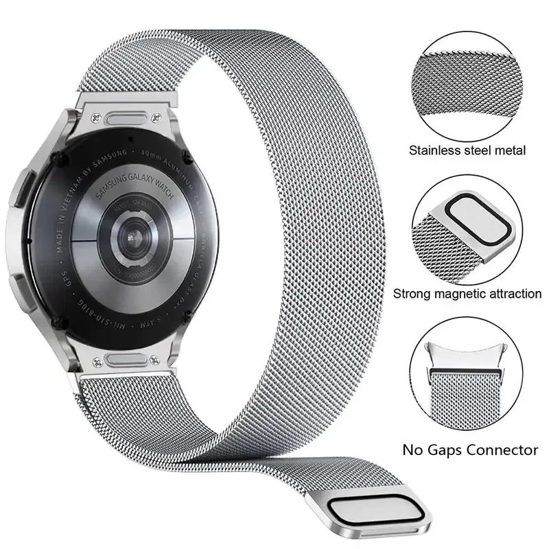 Milanese Loop Band For Samsung Galaxy Watch 7 6 5 4 40mm 44mm 5Pro Quick Fit Bracelet Galaxy Watch 4 6 Classic 47mm 43mm 42 46mm