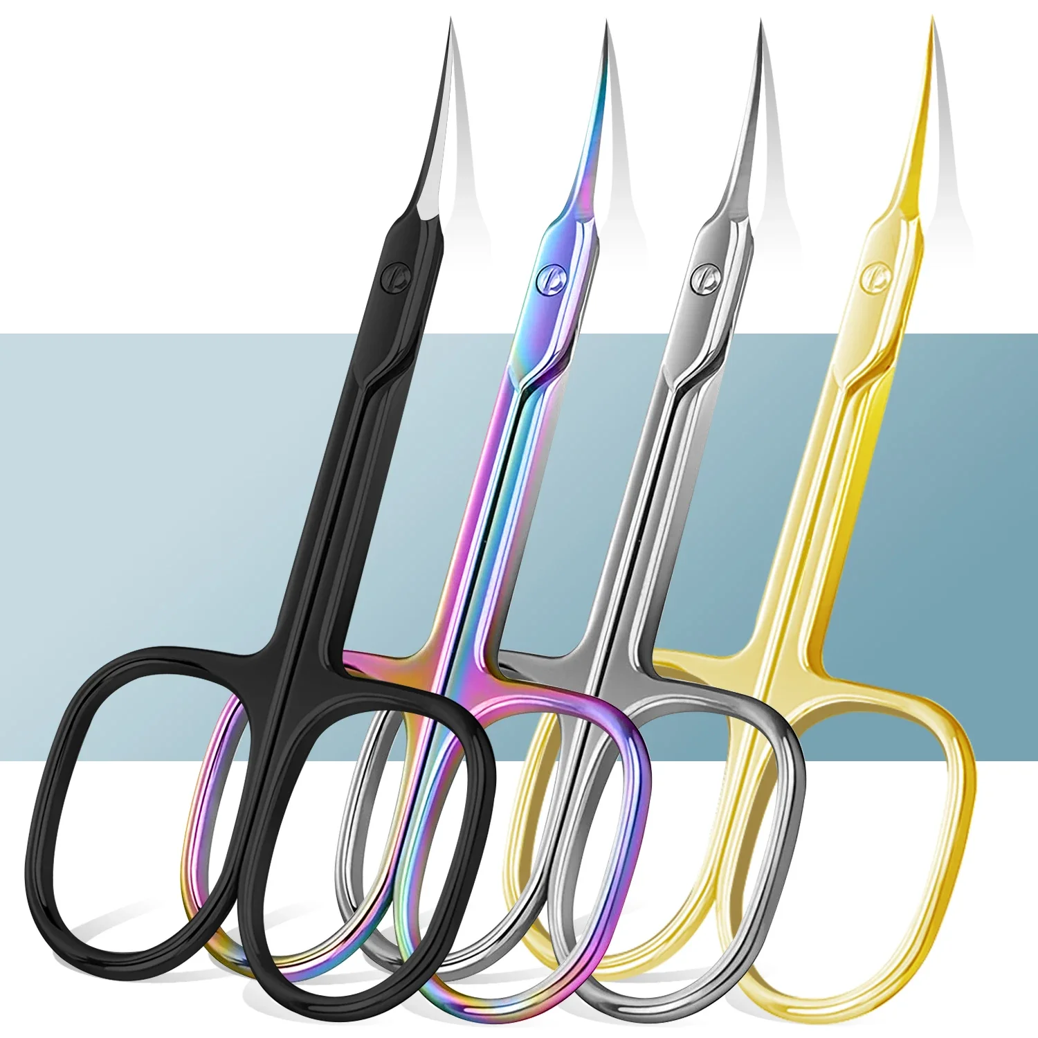 1Pcs Scissors Eyebrows/Eyelashes Mustache Multi-Purpose Nail Cuticle Cuticle Extra Fine Curved- Professional Manicure Scissors