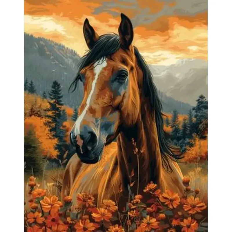 

296509 Acrylic Paint By Numbers Horse For Adults Unique Gift Artwork Canvas Painting Home Wall Decors Picture By Numbers