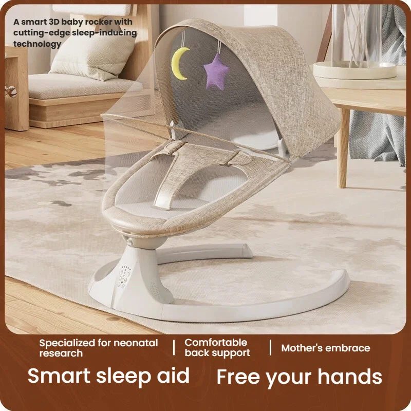 Elektrische Babywippe mit Bluetooth, Musikwiedergabe und weißem Rauschen zum Einschlafen, Baby-Schaukelstuhl mit Timer-Funktion, mehrere Schaukelmodi, Neugeborenen-Wiege mit Spielzeug, Babybett