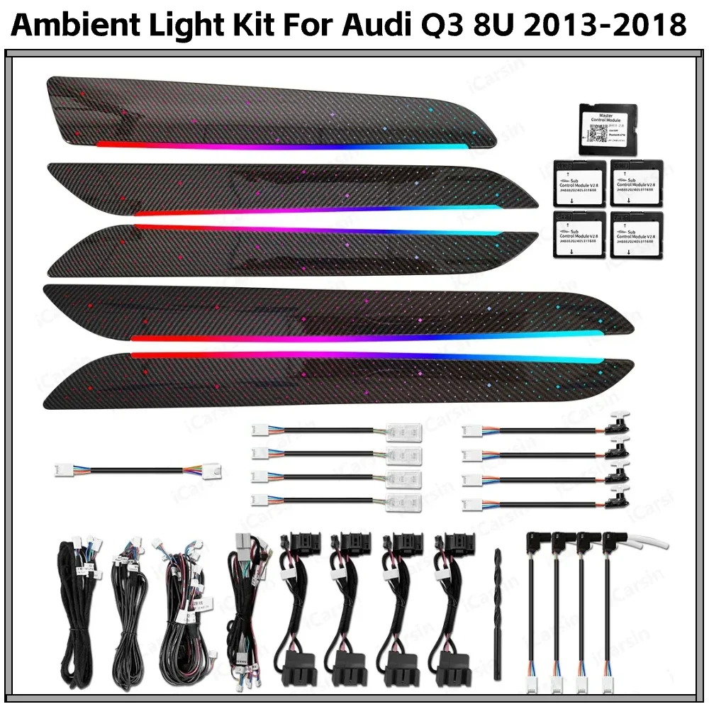 

64 Colors Carbon Starry Sky Ambient Light for Audi Q3 8U 2013-2018 Screen Control Interior LED Lighting Upgrade Kit