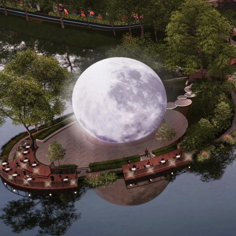 Super huge creative moon lamp, planet landscape relief texture 1-20 meters street lamp, waterproof in any color