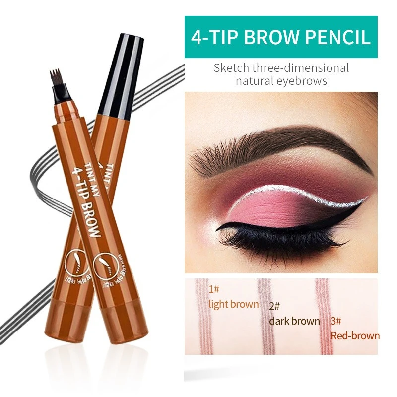 Four-pronged Liquid Eyebrow Pencil, Micro-engraving, Four-pronged Liquid Water Eyebrow Pencil, Long-lasting Sweat-proof Molding