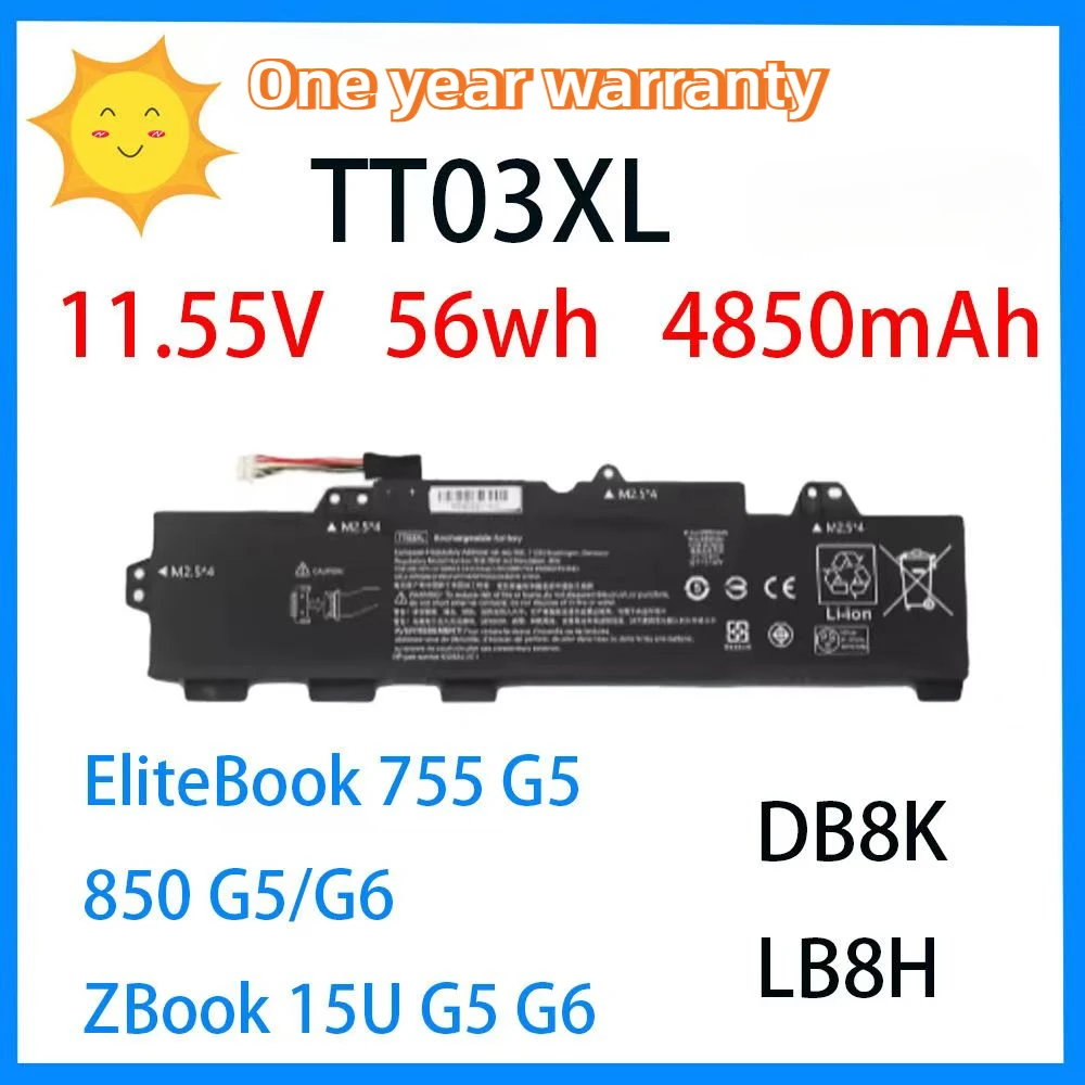 Suitable for HP EliteBook 755 850 G6 ZBook 15U G5  TT03XGL Battery 4850mAh  10.8v