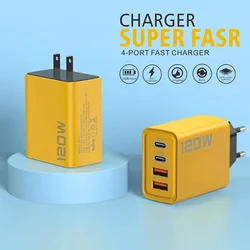 Fast Charger Type C 120W PD USB Charger Quick Mobile Phone Adapter For iPhone 15 Pro Samsung Charge 3.0 EU/US Plug Wall Charger