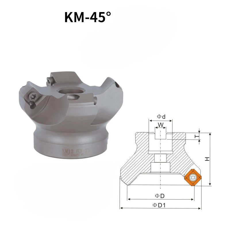 

KM12 CNC Cutter Head 45 Degree Milling Cutter Head 4T 5T 6T 8T 10T CNC Lathe Face Milling Cutter Disc Use For SEMT/SEHT Inserts