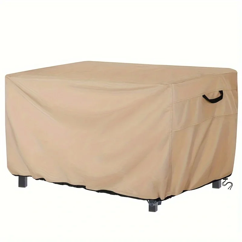 

Fire pit cover Oxford cloth protective grill table outdoor dust cover Garden furniture covers Light khaki