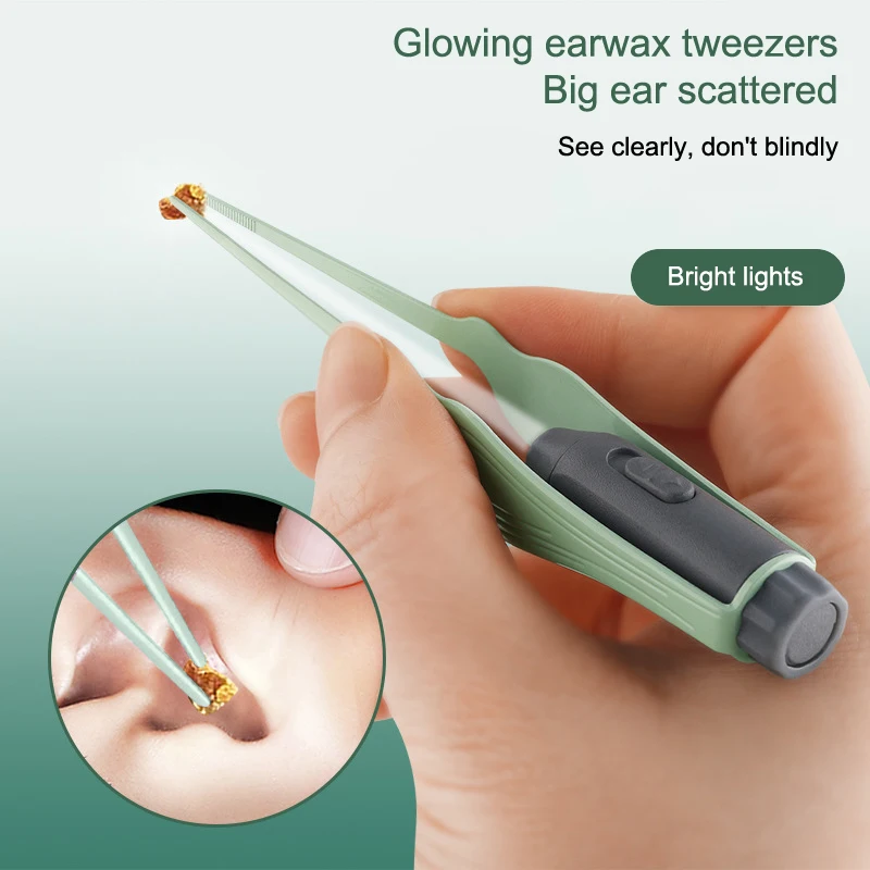 LED Flash Light Ear Wax Baby Ear Cleaner Tweezer Soft Ear Picks Curette Picker Ear Cleaning Tools Ear Wax Dig Removal Earpick
