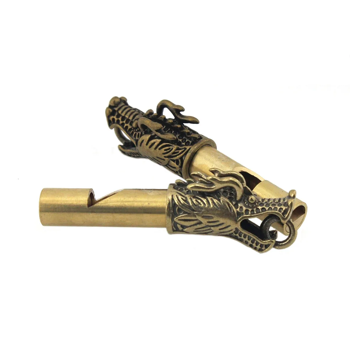 1piece Retro Brass Dragon Survival Whistle Key Chain Decoration Quality Pendant Referee Loud Whistle SOS Tool