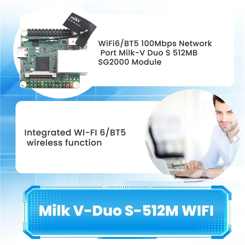 -A15I 2X Milk-V Duo S 512M-WIFI Макетная плата RISC-V Linux Wi-Fi6/BT5 Сетевой порт 100 Мбит/с Модуль Milk-V Duo S 512 МБ SG2000