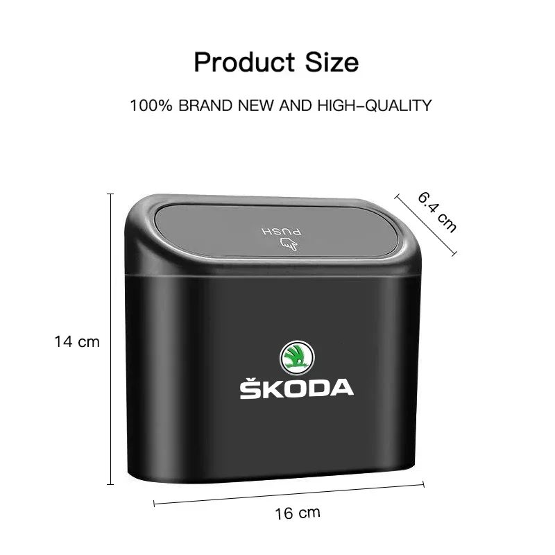 Car Trash Can Garbage Bin Storage Box Auto Accessories For Skoda Kylaq Elroq Kodiaq Octavia Enyaq Kamiq Scala Rapid Superb Karoq