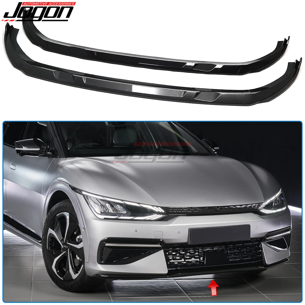 Carbon Fiber Look Exterior Trim For KIA EV6 GT 2021-2023 Front Bumper Lip Spoiler Splitter Body Kit Car Decoration Accessories