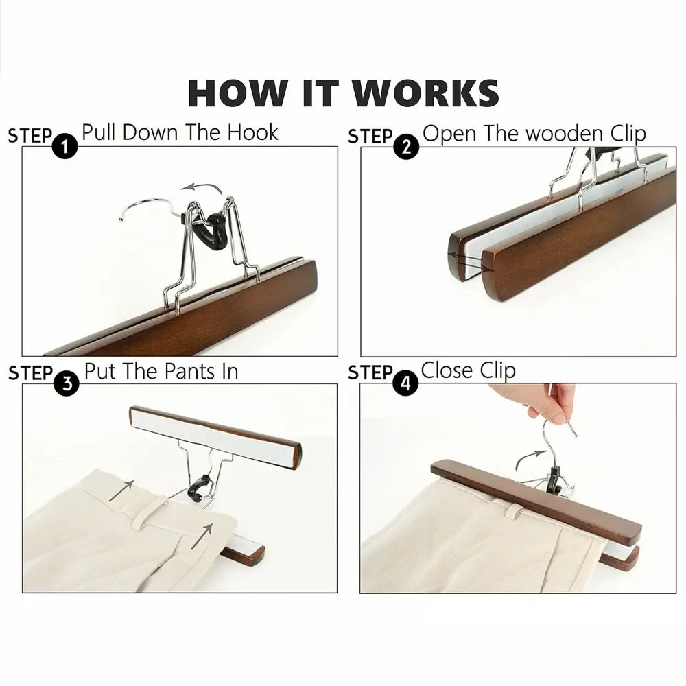 High 1PC Clothes Hanger Woodiness Retro Color Horse-face Skirt Rack Non-slip Log Hanfu Pants Hook