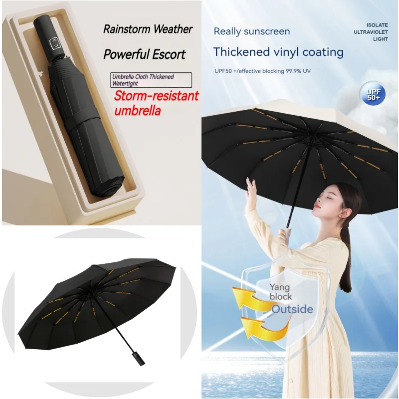 

Advanced Automatic Folding Sun Umbrella for Men and Women, Thickened Vinyl Sunscreen Sunny and Rainy Umbrella, Portable Umbrella