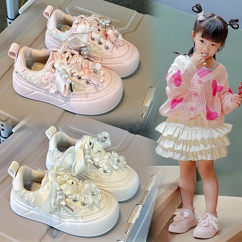 

Повседневная обувь для девочек, осень 2023, новые детские модные брендовые кроссовки, удобные нескользящие туфли с галстуком-бабочкой для девочек, Zapatillas De Mujer