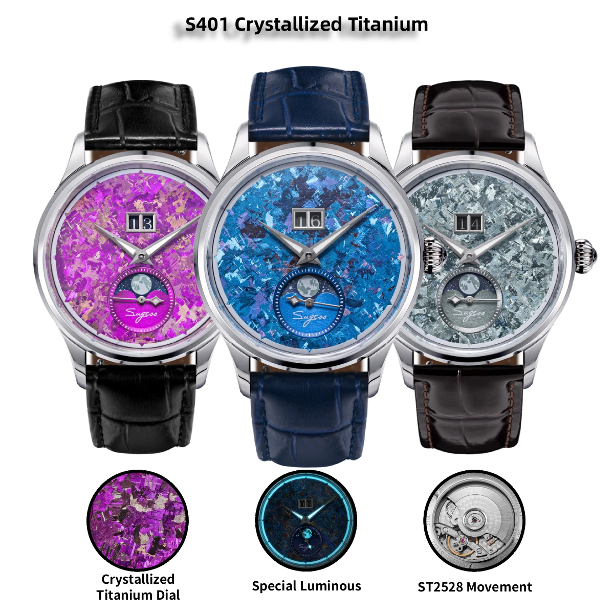 Relógio Sugess Moonphase para  - Moonphase Complication Watch avaliação e preço