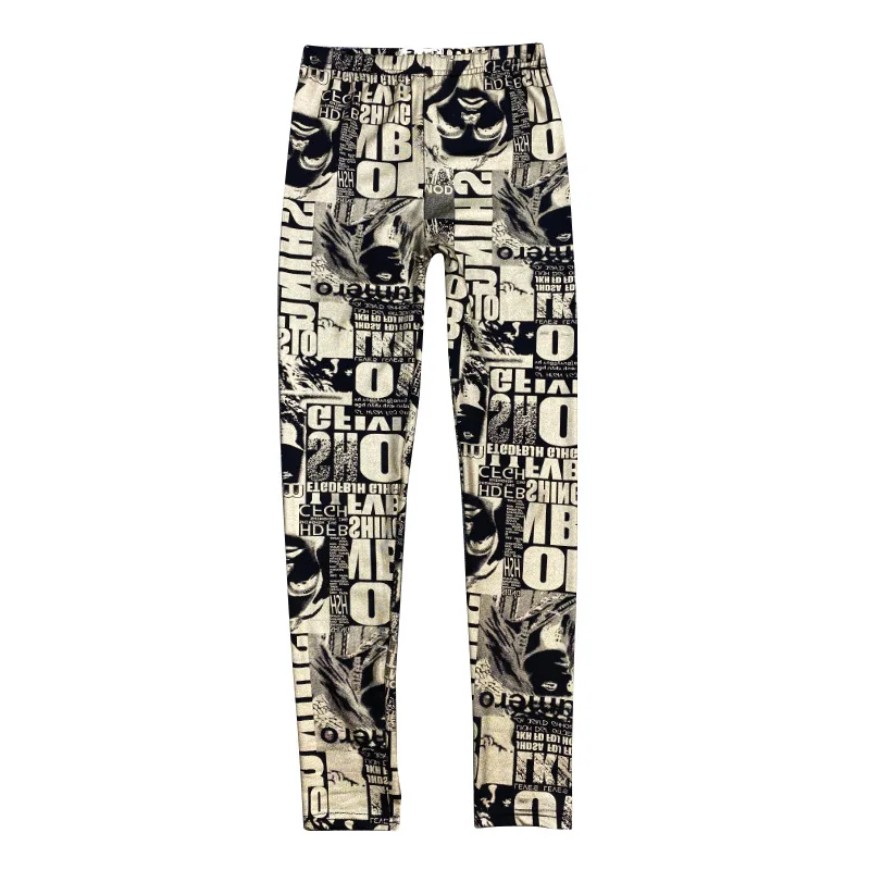 Trendy brand leggings for women to wear 2024 new European station letter graffiti skinny cropped pants long pants tide