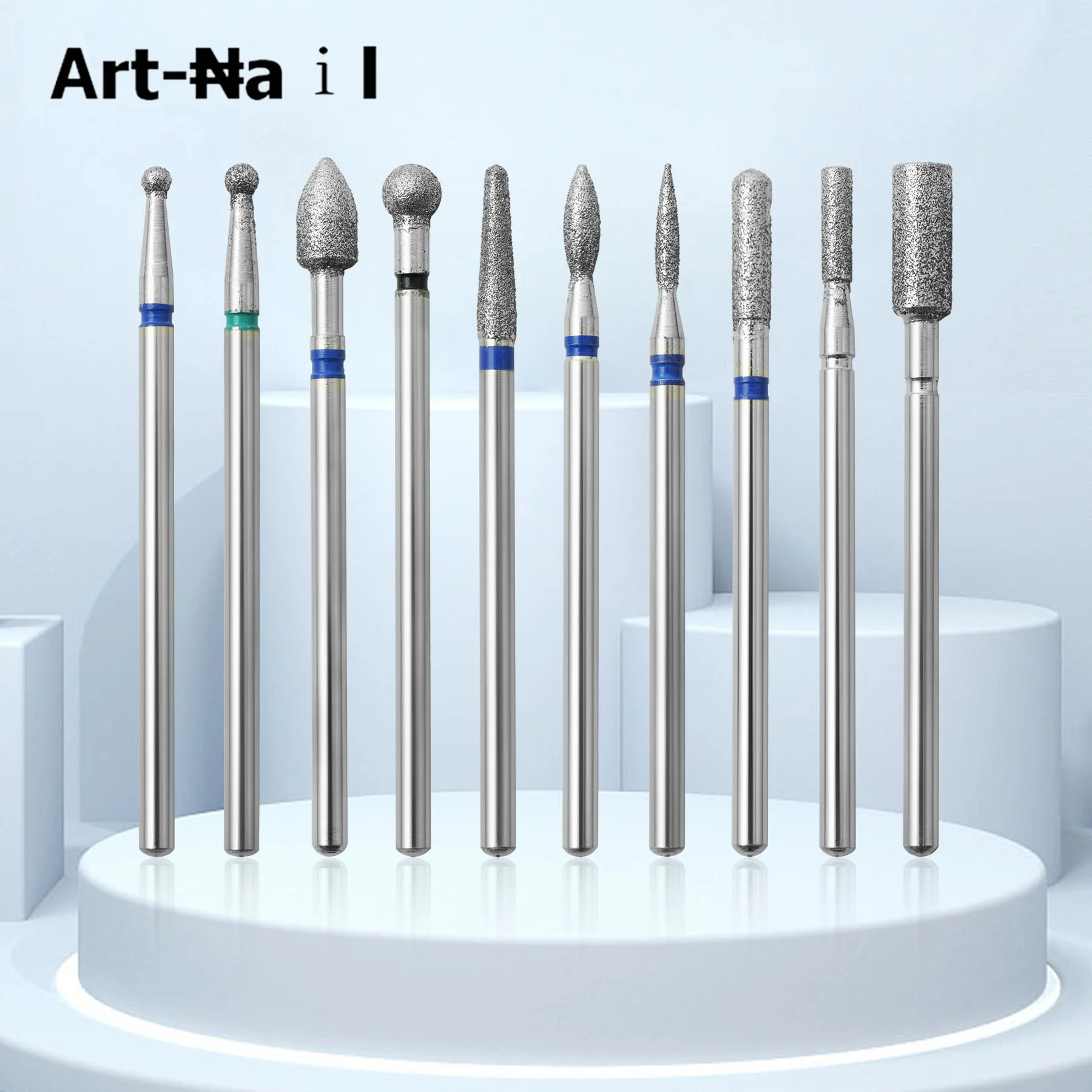 10Pcs/Box Diamond Nail Drill Bits Set Carbide polishing head Removing Electric Nail Milling Cutter Cleaner Brush Tools