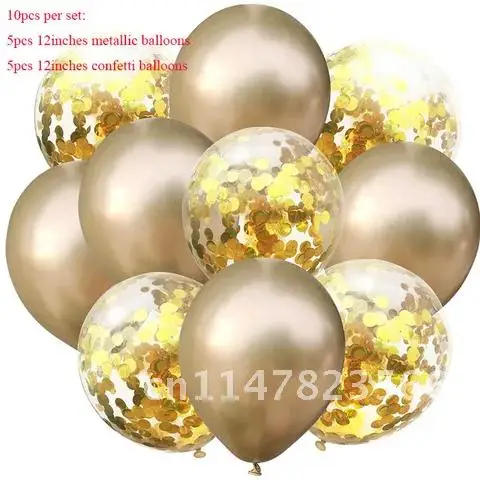 

10pcs/lot Birthday Party Decoration Metallic Balloon Air Ball Mixed Gold Confetti Balloons Jungle Party Decor Birthday Ballon