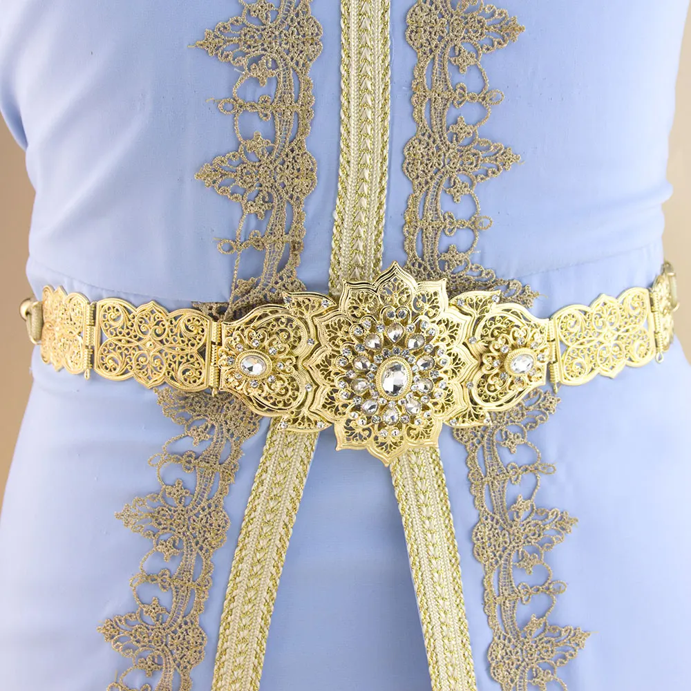 Fashion France Caftan Belt Hand Rope Tassels Chain For Women Crystal Metal Waist Belt Bridal Jewelry