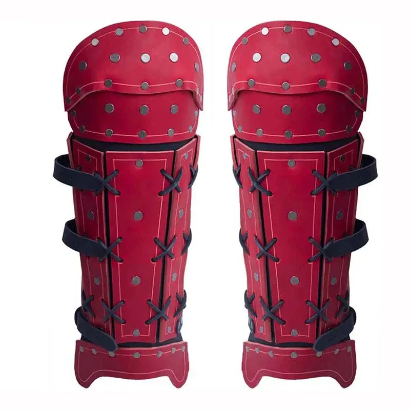 Medieval Samurai PU Leather Leg Armor Gaiters Viking Pirate Shoe Boot Cover Steampunk Fantasy Greaves Cosplay Costume Props LARP