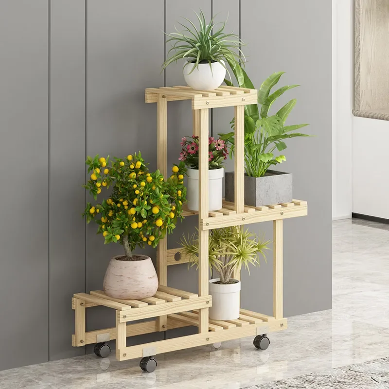 Solid Wood Flower Pot Plant Shelves Living Room Multilayer Holder Indoor Plant Shelves Balcony Stepped Furniture Portafiori