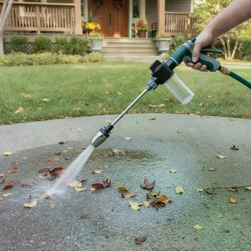 Long Rod Water Sprayer Stainless Steel Extension Bar Multi Mode Spray Foam Bottle for Pet Bathing Yard Cleaning Gardening