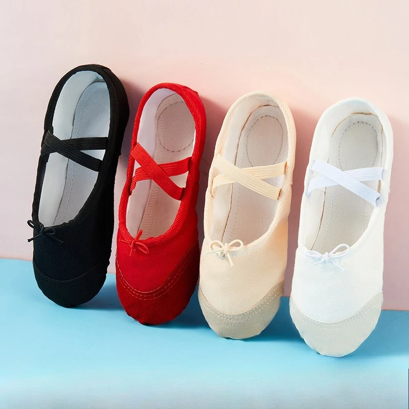 

Boutique Cloth Toe Ballet Shoes Girl Classical Modern Dance Shoes Adult Girl Gymnastics Sports Shoes Canvas Soft Sole Slippers